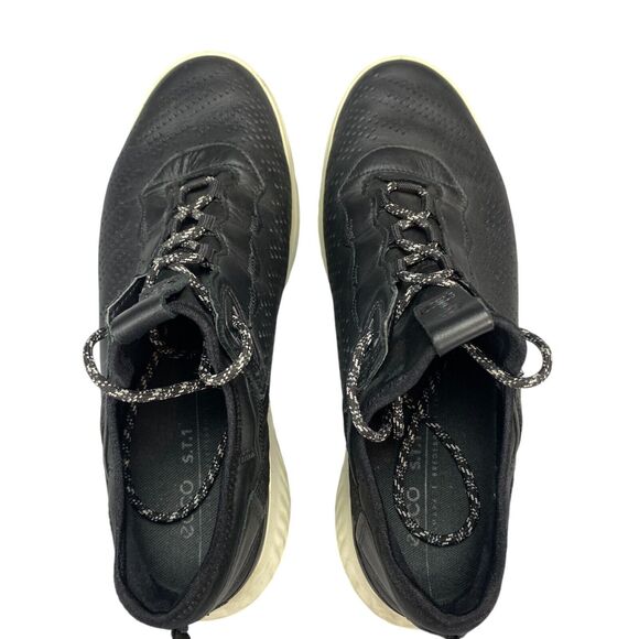 ECCO ST.1 Lite Athletic Sneakers Womens Size 8 Black Perforated Leather Lace Up - Picture 7 of 15